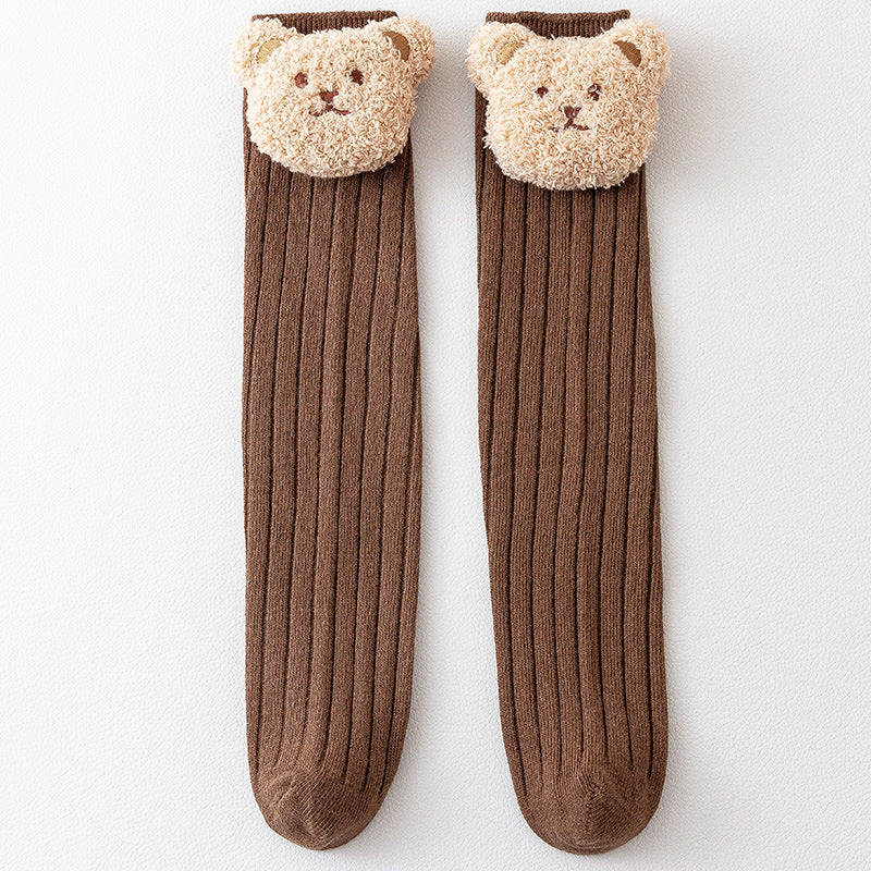 Bear Cub Cozy baby socks in deep brown