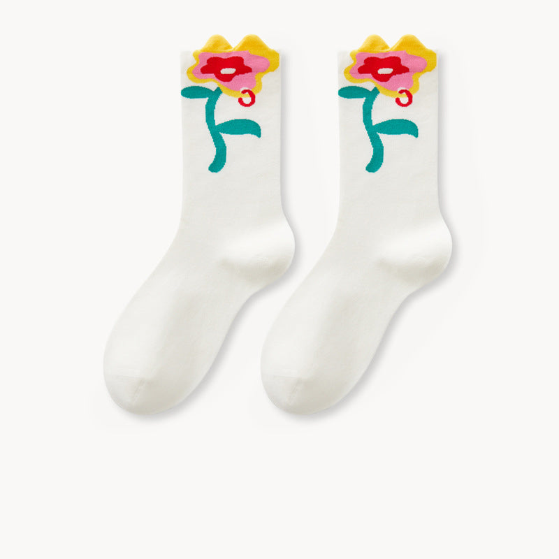 Palette Payful Socks in white with flower front picture