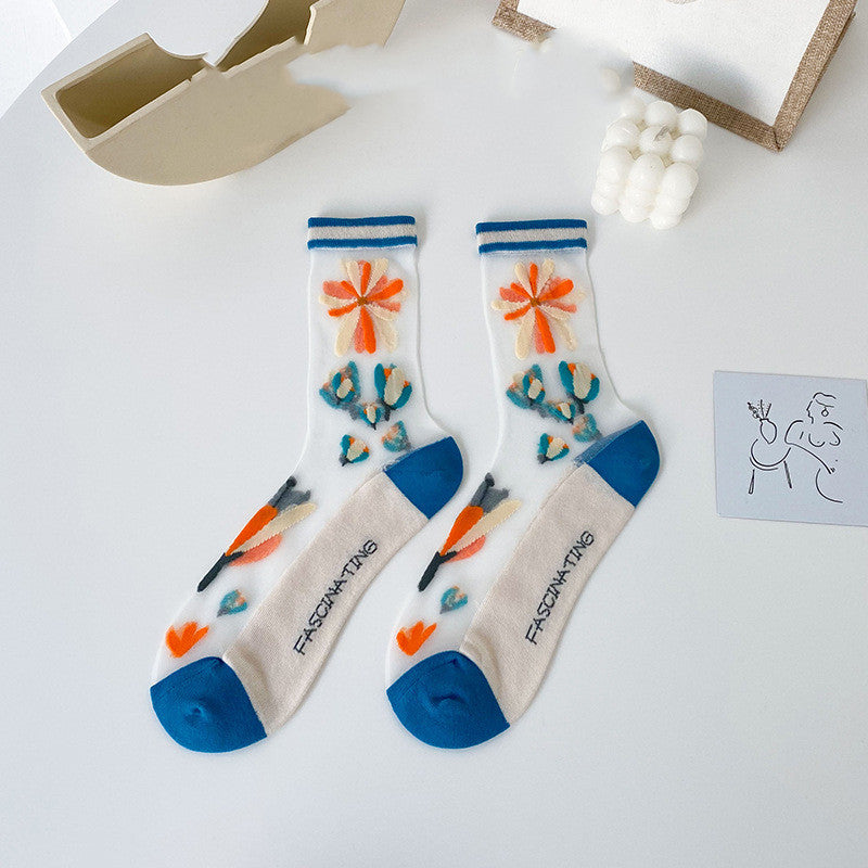 Striped Joy Crew silk socks for summer