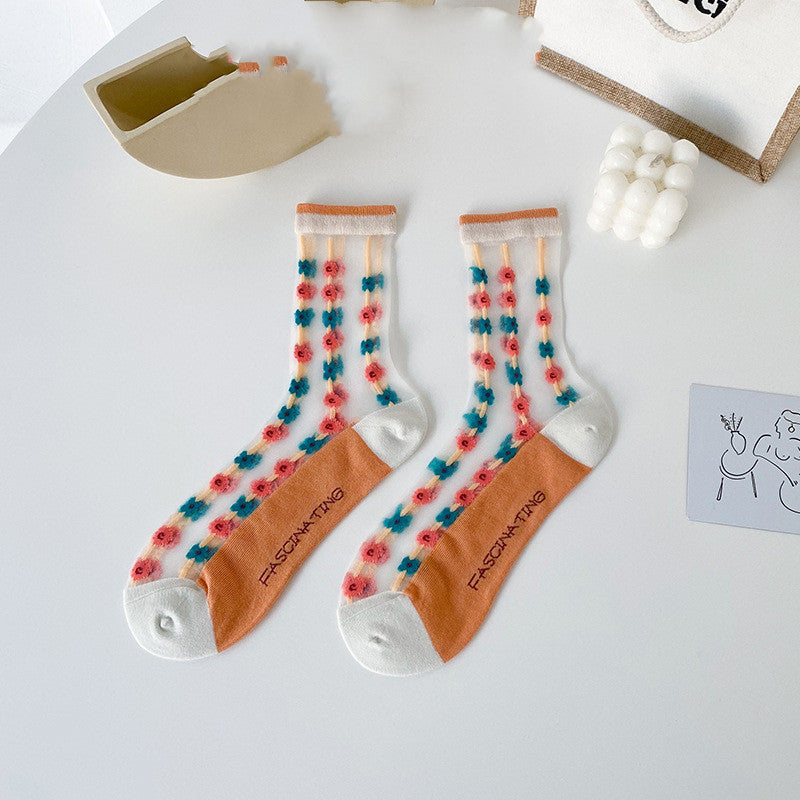 Striped Joy Crew silk socks for summer