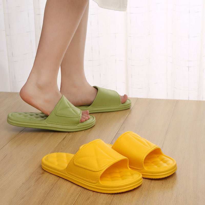 Quilted Comfort Slippers yellow and light green front picture