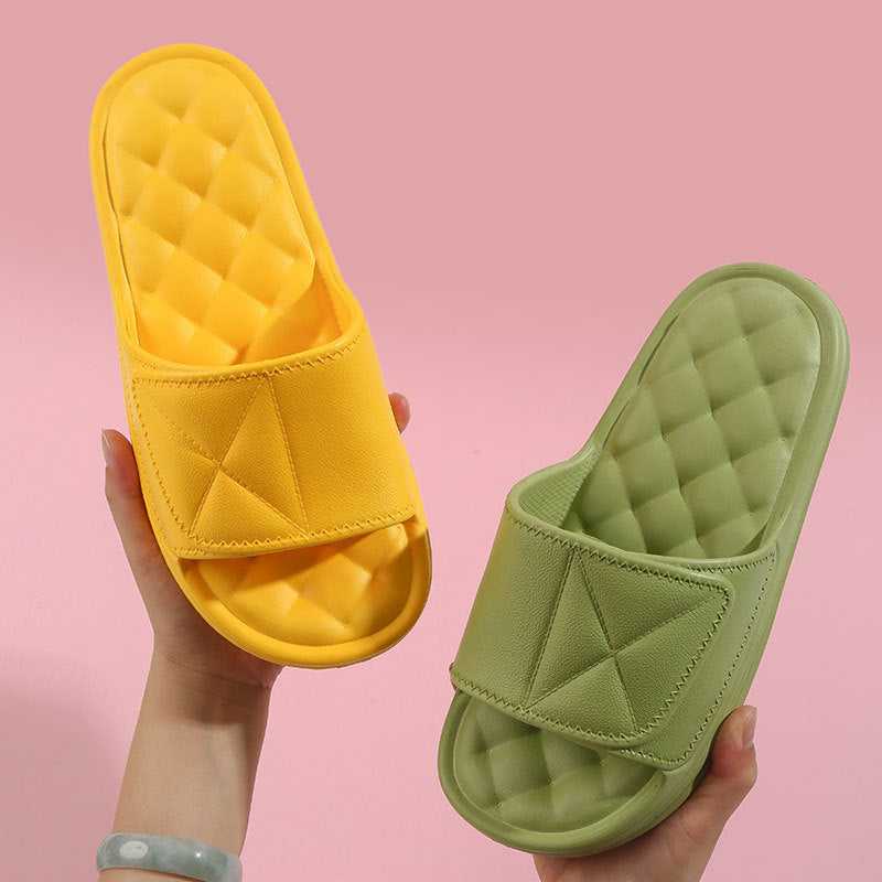 Comfort slippers in yellow and light green front picture