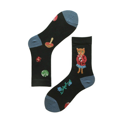 Blackwithmushroom socks