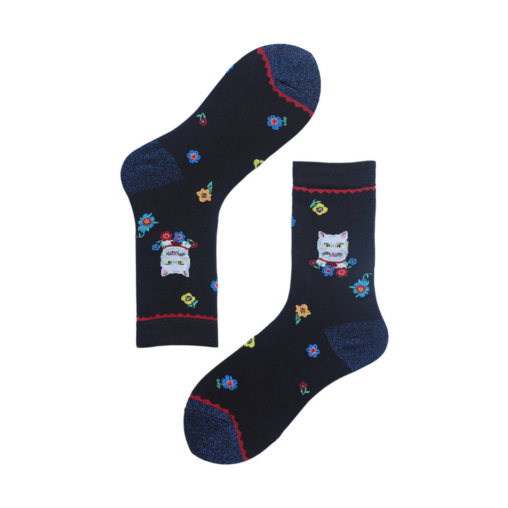 Flower with cat socks