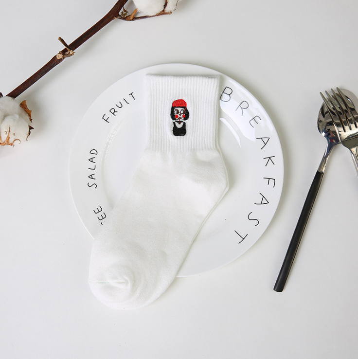 Pop Icon sock in white with girl logo front picture