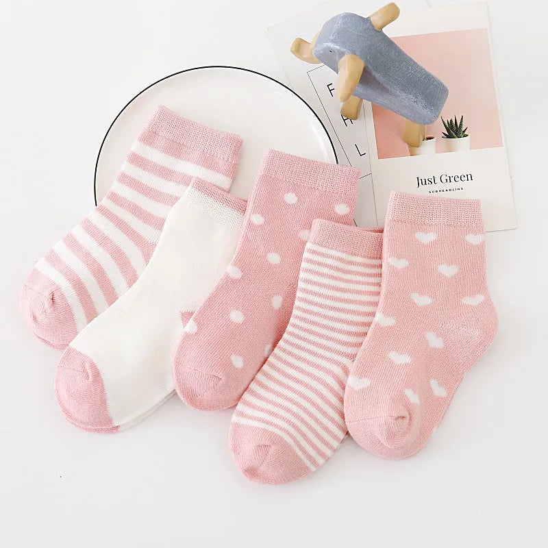 5 paris soft kid socks in pink