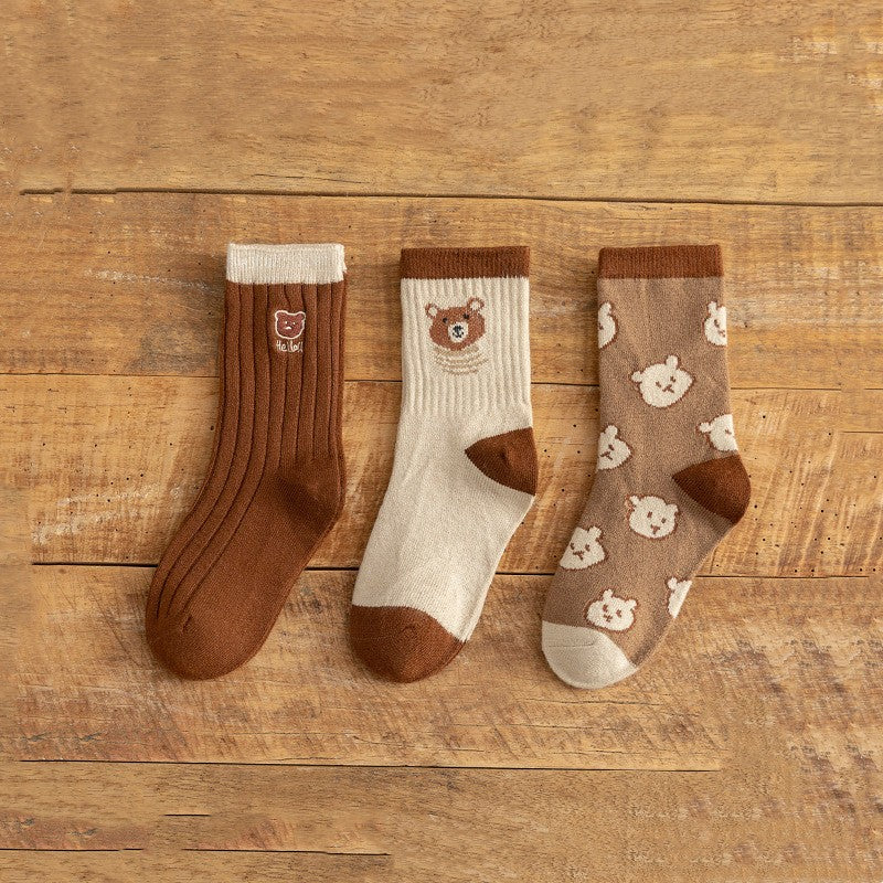 Kid wool socks in coffee color