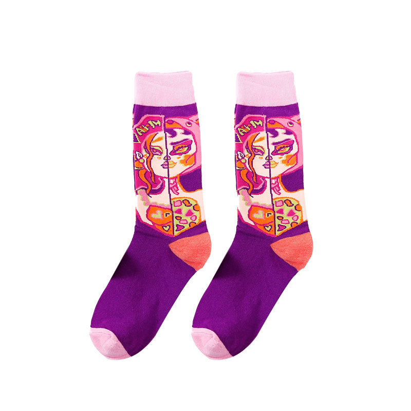 Portait Socks in purple