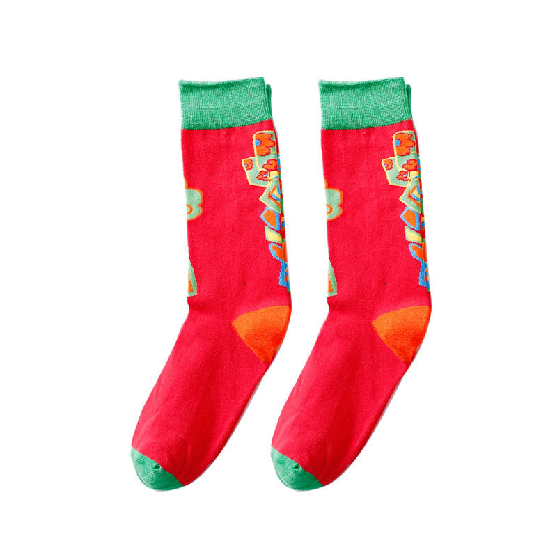 Portait Socks in red