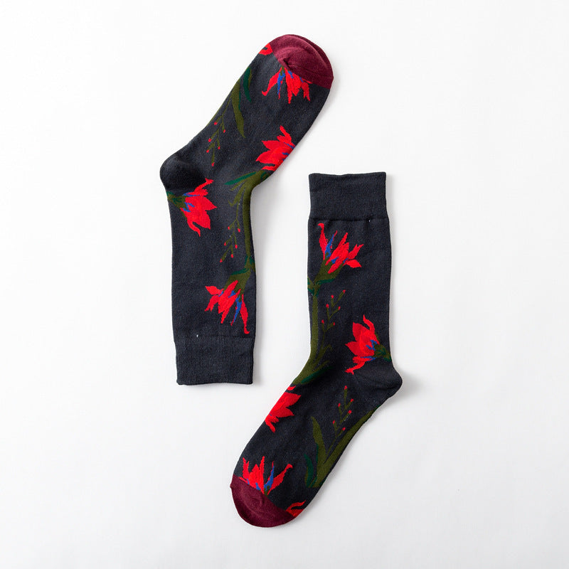 Blossom Parade socks in black