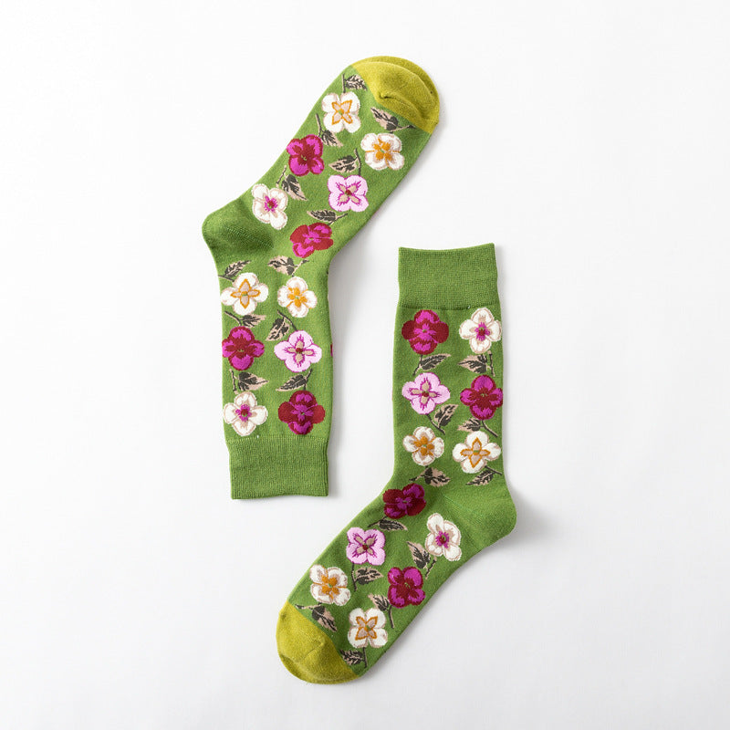 Blossom Parade socks green front picture