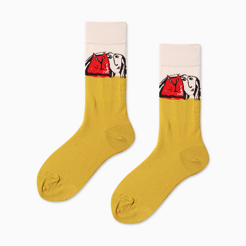 Canvas of Creativity Crew Sock in yellow