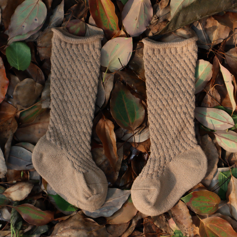 Cozy Soft kid cotton socks in coffee color