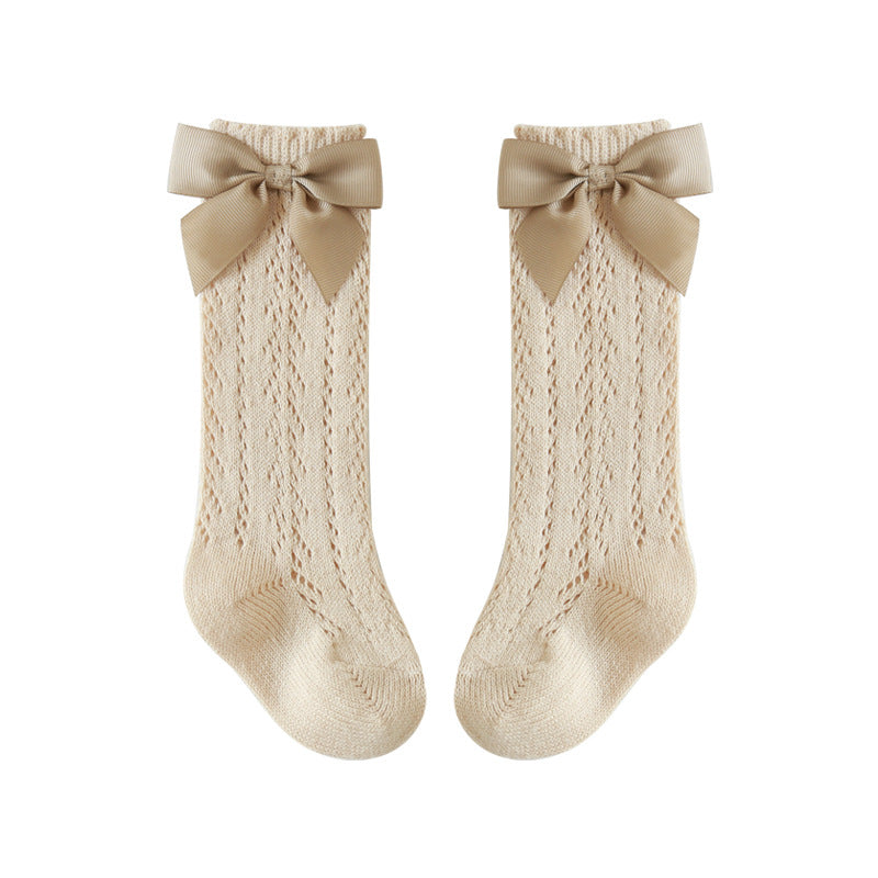 Baby Calf socks with bow in Vanila color