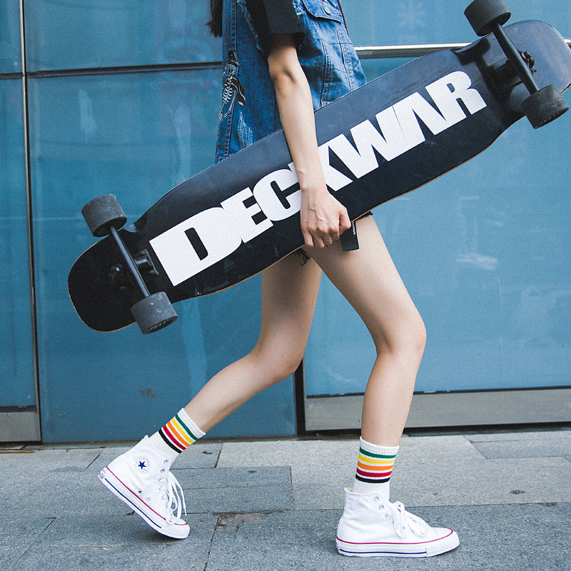 Retro Rainbow Crew Socks in white