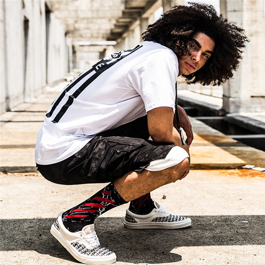 Urban Rebel Crew Socks with red stipe